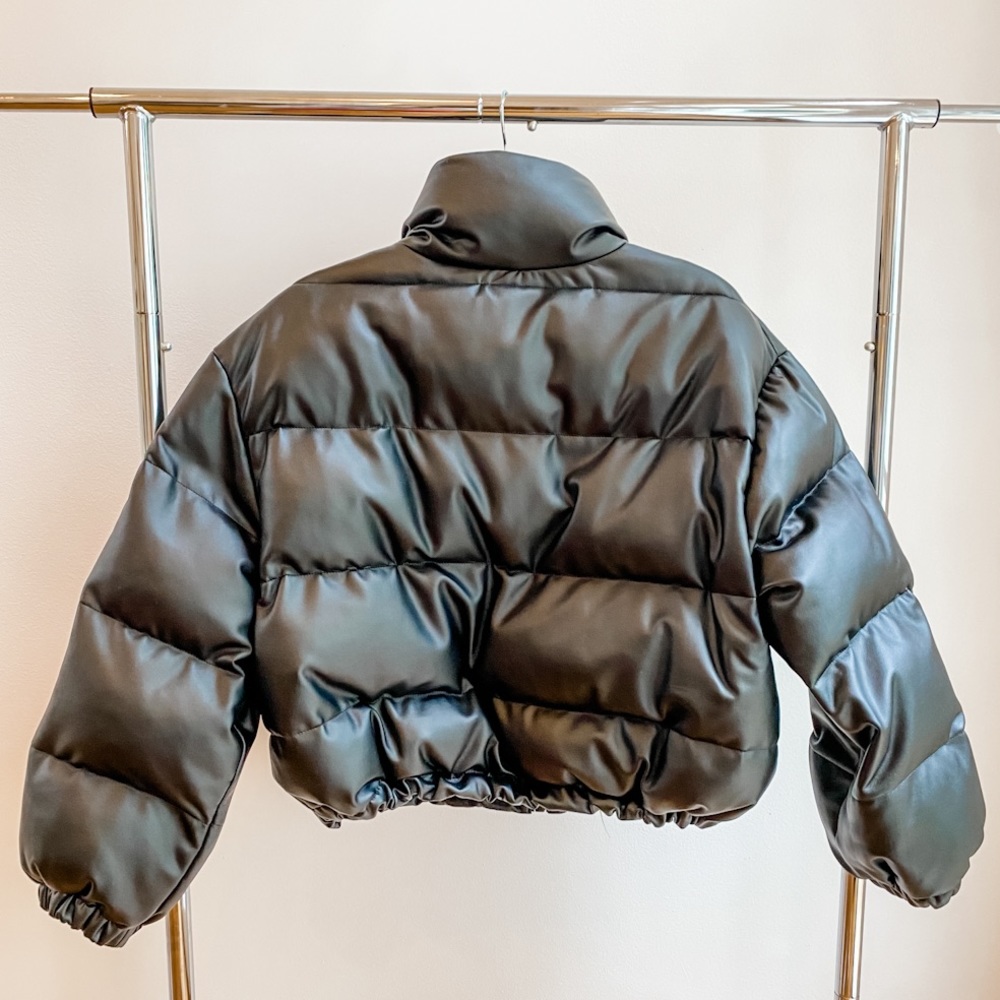 J.ING Black Puffer Bomber Jacket
